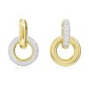 Pendientes de aro Dextera, diseño asimétrico, aro entrelazado, blanco, chapado en tono dorado Pendientes de aro Dextera, diseño asimétrico, aro entrelazado, blanco, chapado en tono dorado