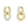 Pendientes de aro Dextera, diseño asimétrico, aro entrelazado, blanco, chapado en tono dorado Pendientes de aro Dextera, diseño asimétrico, aro entrelazado, blanco, chapado en tono dorado