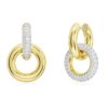Pendientes de aro Dextera, diseño asimétrico, aro entrelazado, blanco, chapado en tono dorado Pendientes de aro Dextera, diseño asimétrico, aro entrelazado, blanco, chapado en tono dorado