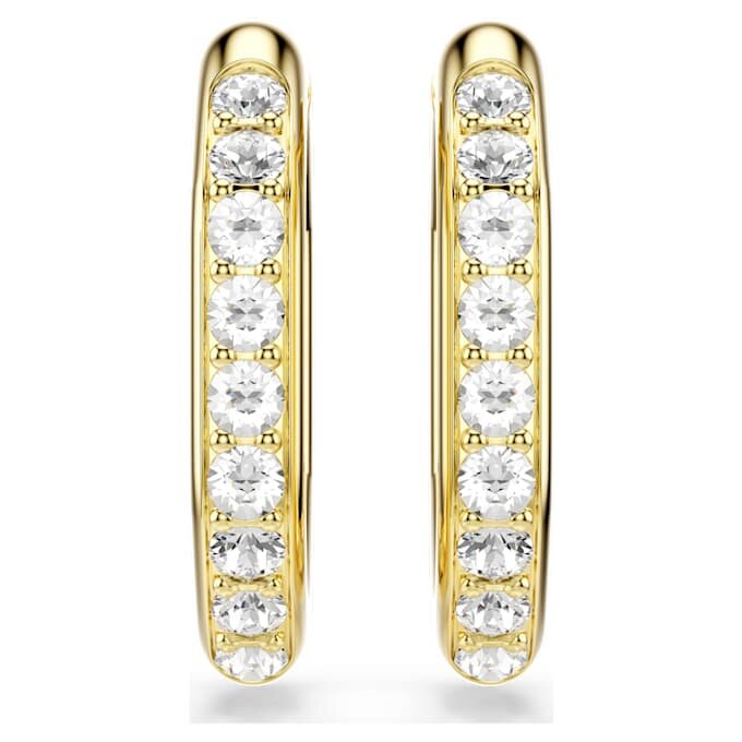 Pendientes de aro Dextera, forma octogonal, corte redondo, tamaño mediano, blanco, chapado en tono dorado Pendientes de aro Dextera, forma octogonal, corte redondo, tamaño mediano, blanco, chapado en tono dorado
