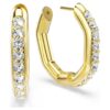 Pendientes de aro Dextera, forma octogonal, corte redondo, tamaño mediano, blanco, chapado en tono dorado Pendientes de aro Dextera, forma octogonal, corte redondo, tamaño mediano, blanco, chapado en tono dorado