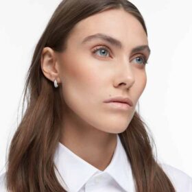 Pendientes de aro Dextera, pequeños, blancos, chapados en rodio Pendientes de aro Dextera, pequeños, blancos, chapados en rodio