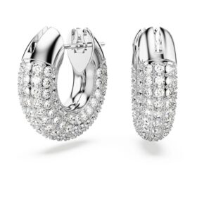 Pendientes de aro Dextera, pequeños, blancos, chapados en rodio Pendientes de aro Dextera, pequeños, blancos, chapados en rodio