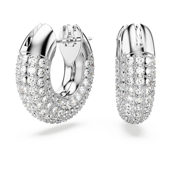 Pendientes de aro Dextera, pequeños, blancos, chapados en rodio Pendientes de aro Dextera, pequeños, blancos, chapados en rodio