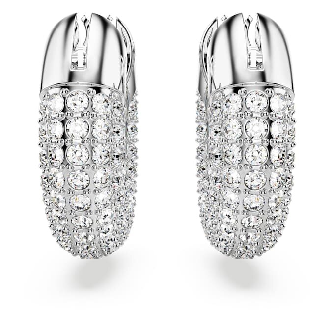 Pendientes de aro Dextera, pequeños, blancos, chapados en rodio Pendientes de aro Dextera, pequeños, blancos, chapados en rodio