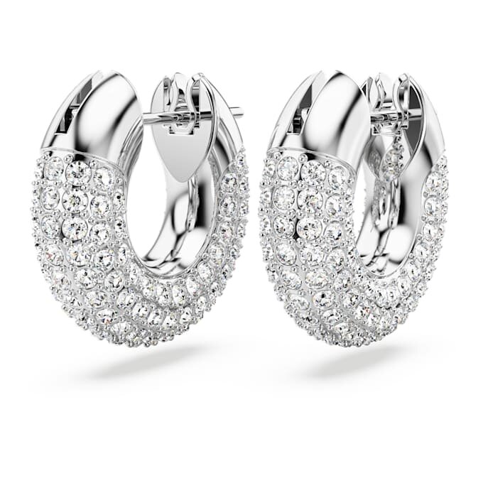 Pendientes de aro Dextera, pequeños, blancos, chapados en rodio Pendientes de aro Dextera, pequeños, blancos, chapados en rodio