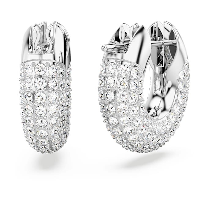Pendientes de aro Dextera, pequeños, blancos, chapados en rodio Pendientes de aro Dextera, pequeños, blancos, chapados en rodio