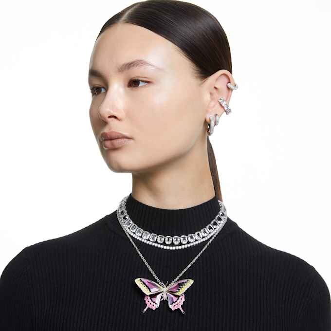 Pendientes de aro Dextera, pequeños, blancos, chapados en rodio Pendientes de aro Dextera, pequeños, blancos, chapados en rodio