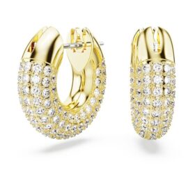 Pendientes de aro Dextera pequeños, blancos, chapados en tono dorado