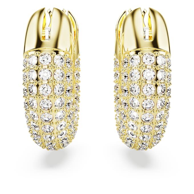 Pendientes de aro Dextera pequeños, blancos, chapados en tono dorado Pendientes de aro Dextera pequeños, blancos, chapados en tono dorado