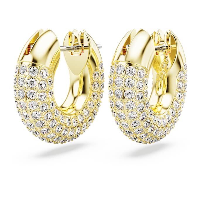 Pendientes de aro Dextera pequeños, blancos, chapados en tono dorado Pendientes de aro Dextera pequeños, blancos, chapados en tono dorado