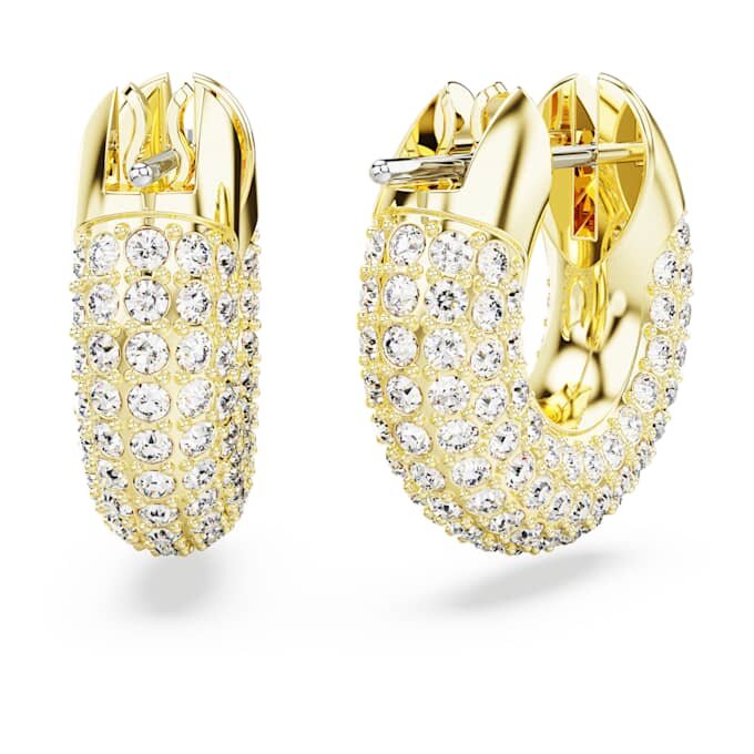 Pendientes de aro Dextera pequeños, blancos, chapados en tono dorado Pendientes de aro Dextera pequeños, blancos, chapados en tono dorado