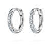 Pendientes de aro Eternity con diamantes cultivados en laboratorio, 0,1 quilates en total, forma redonda, pequeños, oro blanco de 14K