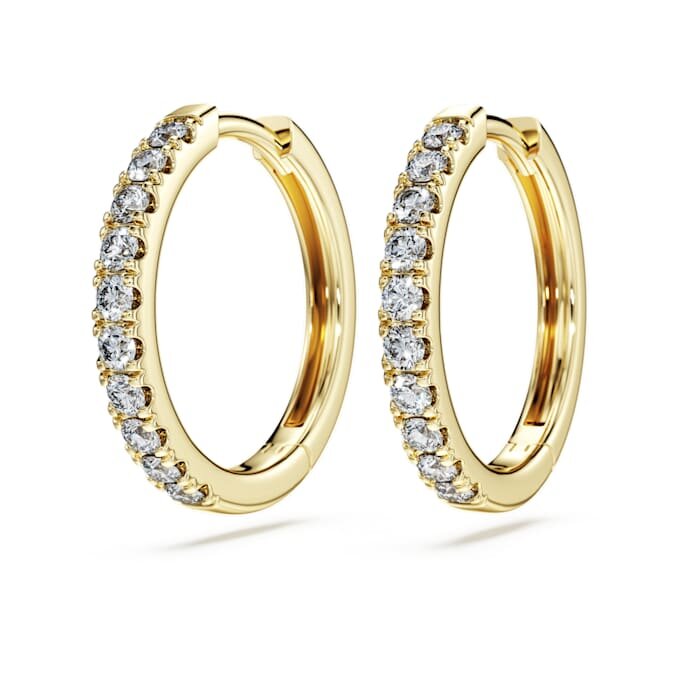 Pendientes de aro Eternity con diamantes cultivados en laboratorio, 0,5 ct en total, forma redonda, oro amarillo de 14K Pendientes de aro Eternity con diamantes cultivados en laboratorio, 0,5 ct en total, forma redonda, oro amarillo de 14K