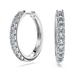 Pendientes de aro Eternity con diamantes cultivados en laboratorio, 0,56 ct en total, forma redonda, plata esterlina