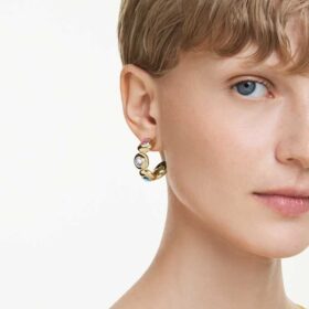 Pendientes de aro Gema con cortes mixtos, multicolores, chapados en tono dorado