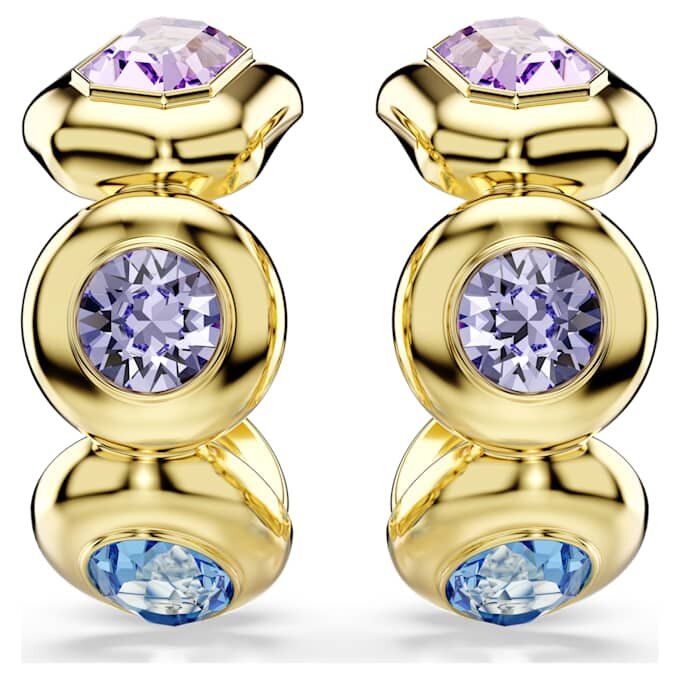 Pendientes de aro Gema con cortes mixtos, multicolores, chapados en tono dorado Pendientes de aro Gema con cortes mixtos, multicolores, chapados en tono dorado