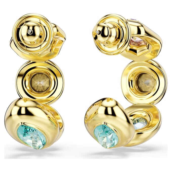 Pendientes de aro Gema con cortes mixtos, multicolores, chapados en tono dorado Pendientes de aro Gema con cortes mixtos, multicolores, chapados en tono dorado