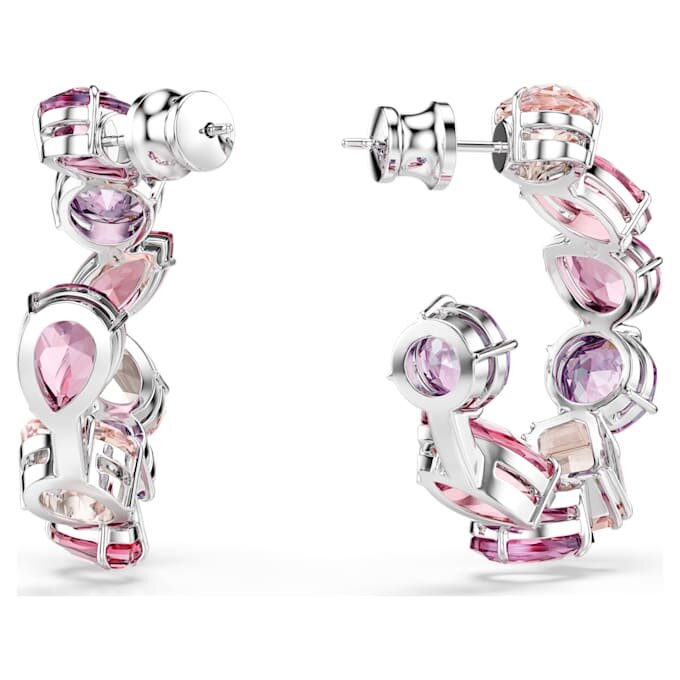 Pendientes de aro Gema en rosa, chapados en rodio Pendientes de aro Gema en rosa, chapados en rodio