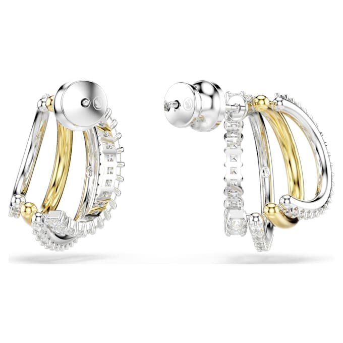 Pendientes de aro Hyperbola con cortes mixtos, mini, blancos, acabado de metales mixtos Pendientes de aro Hyperbola con cortes mixtos, mini, blancos, acabado de metales mixtos