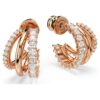 Pendientes de aro «Hyperbola» con cortes mixtos, mini, blancos, chapados en tono oro rosa Pendientes de aro «Hyperbola» con cortes mixtos, mini, blancos, chapados en tono oro rosa