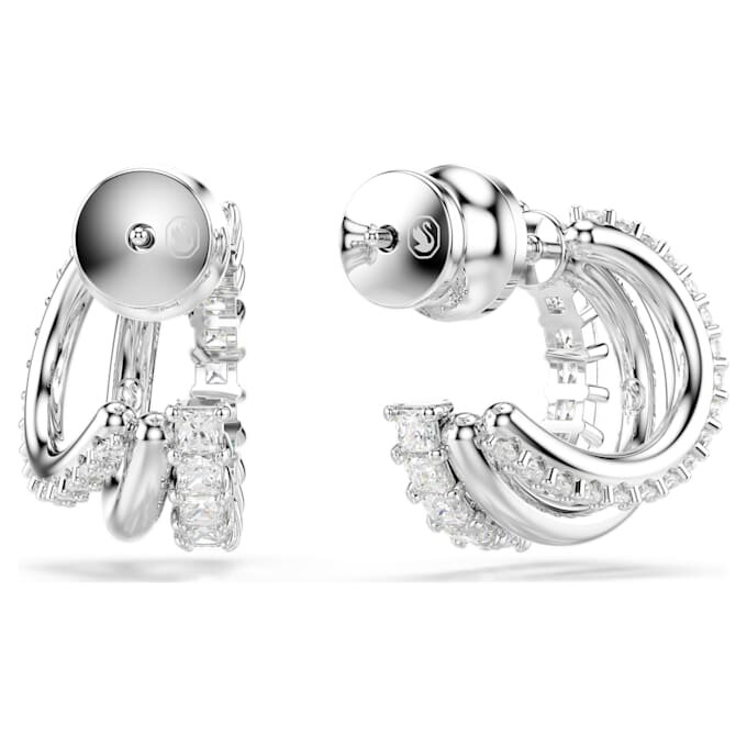 Pendientes de aro Hyperbola, corte redondo, mini, blancos, chapados en rodio Pendientes de aro Hyperbola, corte redondo, mini, blancos, chapados en rodio