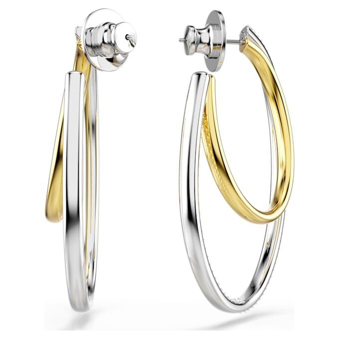 Pendientes de aro Hyperbola, corte redondo, tamaño mediano, blancos, acabado de metales mixtos Pendientes de aro Hyperbola, corte redondo, tamaño mediano, blancos, acabado de metales mixtos