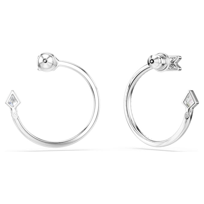 Pendientes de aro Idyllia con cortes variados, forma de flecha, blancos, chapados en rodio Pendientes de aro Idyllia con cortes variados, forma de flecha, blancos, chapados en rodio