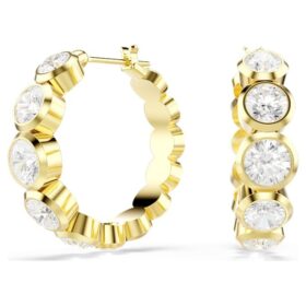 Pendientes de aro Imber, corte redondo, blancos, chapados en tono dorado