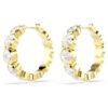 Pendientes de aro Imber, corte redondo, blancos, chapados en tono dorado Pendientes de aro Imber, corte redondo, blancos, chapados en tono dorado