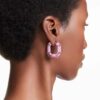 Pendientes de aro Lucent con forma octogonal, pequeños, color rosa Pendientes de aro Lucent con forma octogonal, pequeños, color rosa