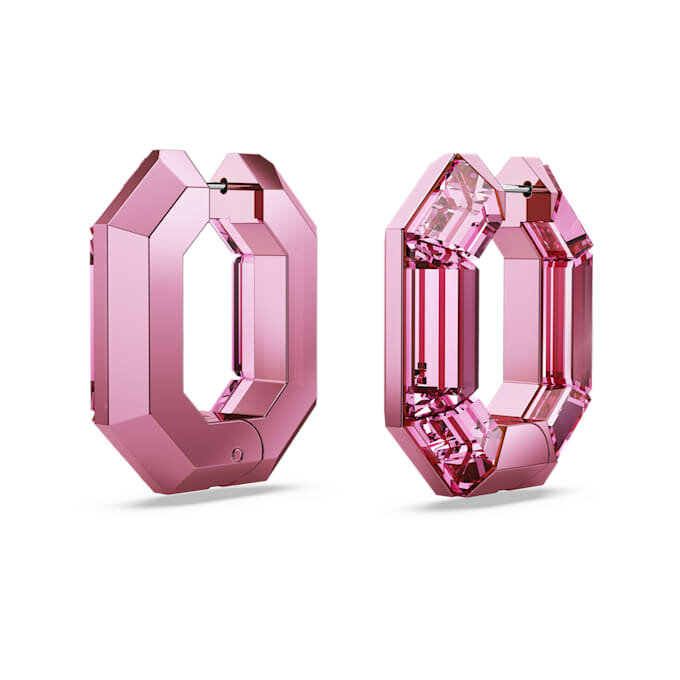 Pendientes de aro Lucent con forma octogonal, pequeños, color rosa Pendientes de aro Lucent con forma octogonal, pequeños, color rosa