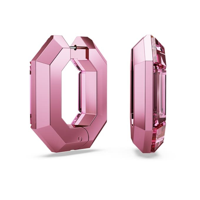 Pendientes de aro Lucent con forma octogonal, pequeños, color rosa Pendientes de aro Lucent con forma octogonal, pequeños, color rosa