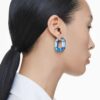 Pendientes de aro Lucent, forma octogonal, pequeños, azules