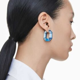 Pendientes de aro Lucent, forma octogonal, pequeños, azules