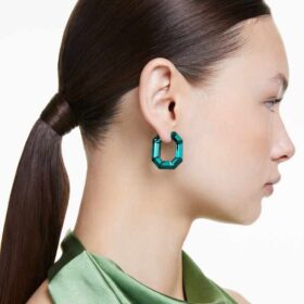 Pendientes de aro Lucent, forma octogonal, pequeños, verdes