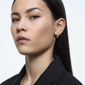 Pendientes de aro Matrix blancos, chapados en rodio