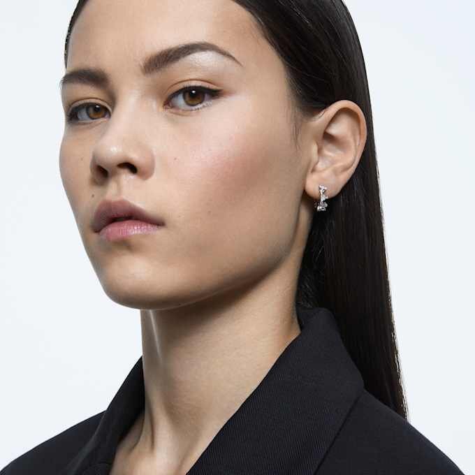Pendientes de aro Matrix blancos, chapados en rodio Pendientes de aro Matrix blancos, chapados en rodio