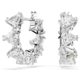 Pendientes de aro Matrix blancos, chapados en rodio