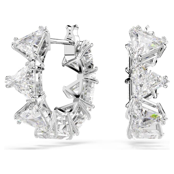 Pendientes de aro Matrix blancos, chapados en rodio Pendientes de aro Matrix blancos, chapados en rodio
