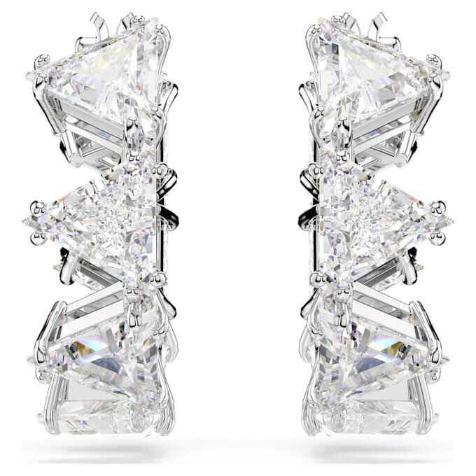 Pendientes de aro Matrix blancos, chapados en rodio Pendientes de aro Matrix blancos, chapados en rodio
