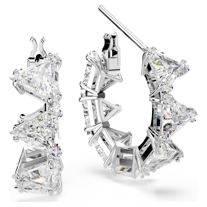 Pendientes de aro Matrix blancos, chapados en rodio Pendientes de aro Matrix blancos, chapados en rodio
