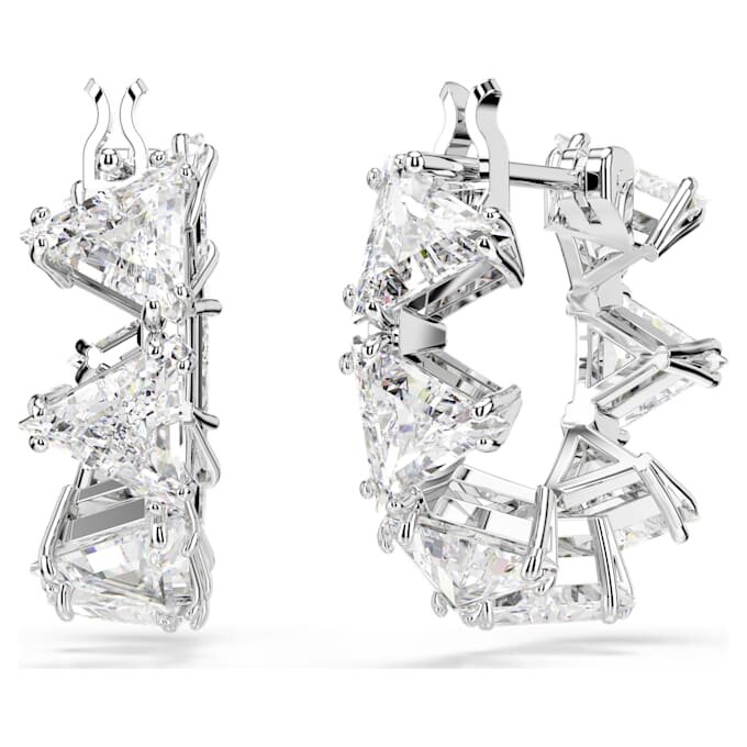 Pendientes de aro Matrix blancos, chapados en rodio Pendientes de aro Matrix blancos, chapados en rodio