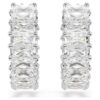 Pendientes de aro Matrix con corte baguette, blancos, chapados en rodio Pendientes de aro Matrix con corte baguette, blancos, chapados en rodio