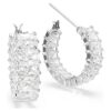 Pendientes de aro Matrix con corte baguette, blancos, chapados en rodio Pendientes de aro Matrix con corte baguette, blancos, chapados en rodio