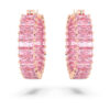 Pendientes de aro Matrix con corte baguette, color rosa, chapados en tono oro rosa Pendientes de aro Matrix con corte baguette, color rosa, chapados en tono oro rosa