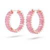 Pendientes de aro Matrix con corte baguette, color rosa, chapados en tono oro rosa Pendientes de aro Matrix con corte baguette, color rosa, chapados en tono oro rosa