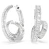 Pendientes de aro Matrix con corte baguette, forma de cinta, blancos, chapados en rodio Pendientes de aro Matrix con corte baguette, forma de cinta, blancos, chapados en rodio