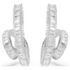 Pendientes de aro Matrix con corte baguette, forma de cinta, blancos, chapados en rodio Pendientes de aro Matrix con corte baguette, forma de cinta, blancos, chapados en rodio