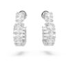Pendientes de aro Matrix con corte baguette, forma de corazón, pequeños, blancos, chapados en rodio Pendientes de aro Matrix con corte baguette, forma de corazón, pequeños, blancos, chapados en rodio